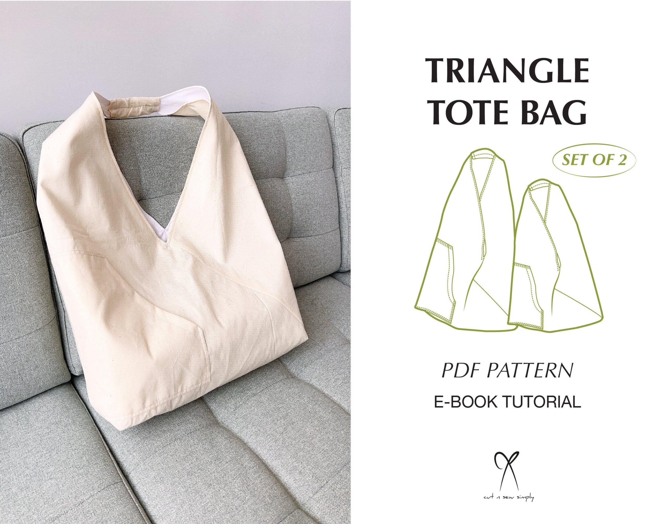Triangle Pocket Tote Bag Sewing Pattern PDF Printable Instant Download DIY Two Sizes Etsy Triangle Pocket Tote Bag Sewing Pattern PDF Printable Instant Download DIY Two Sizes Etsy