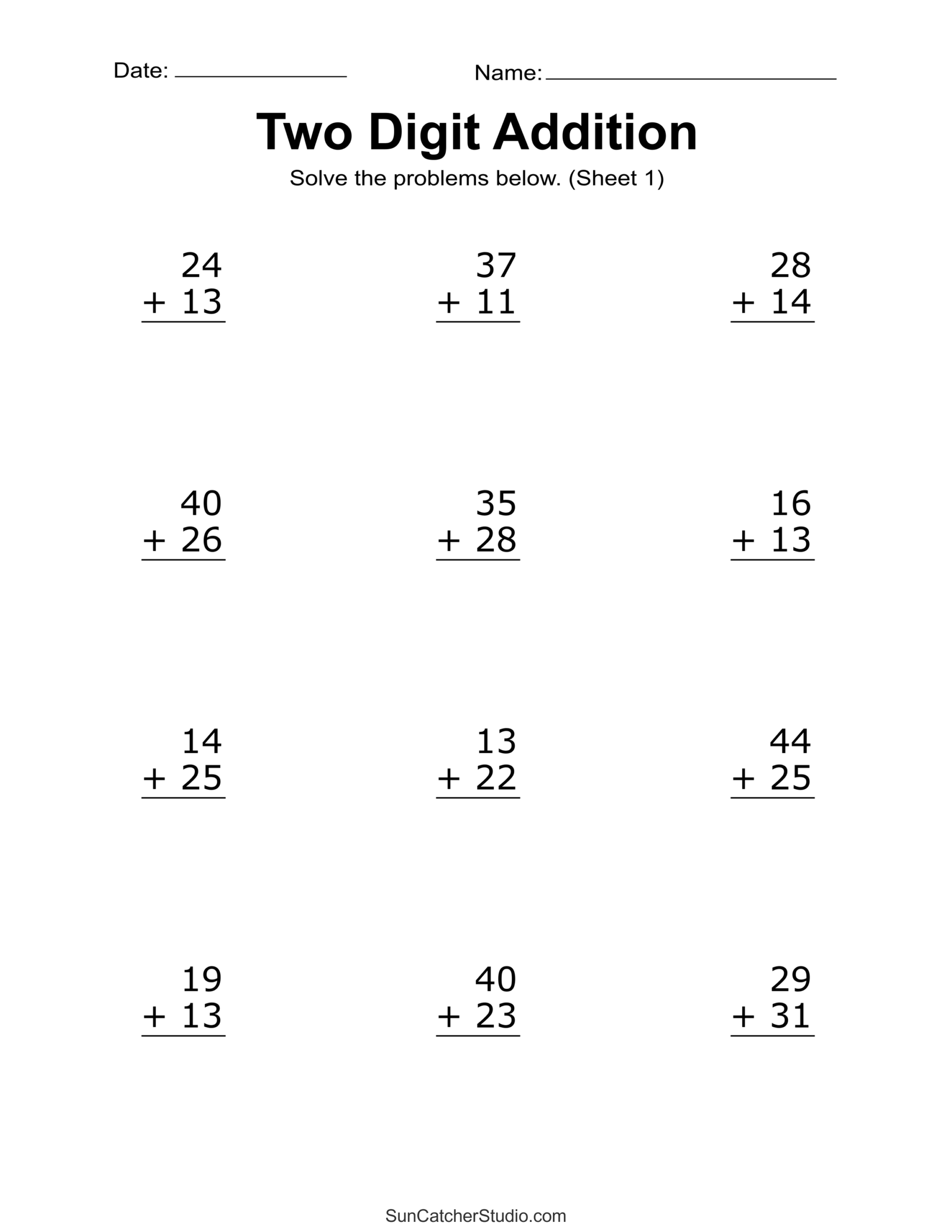 Two Digit Addition Worksheets Printable 2 Digit Problems Free Printables Monograms Design Tools Patterns DIY Projects Two Digit Addition Worksheets Printable 2 Digit Problems Free Printables Monograms Design Tools Patterns DIY Projects