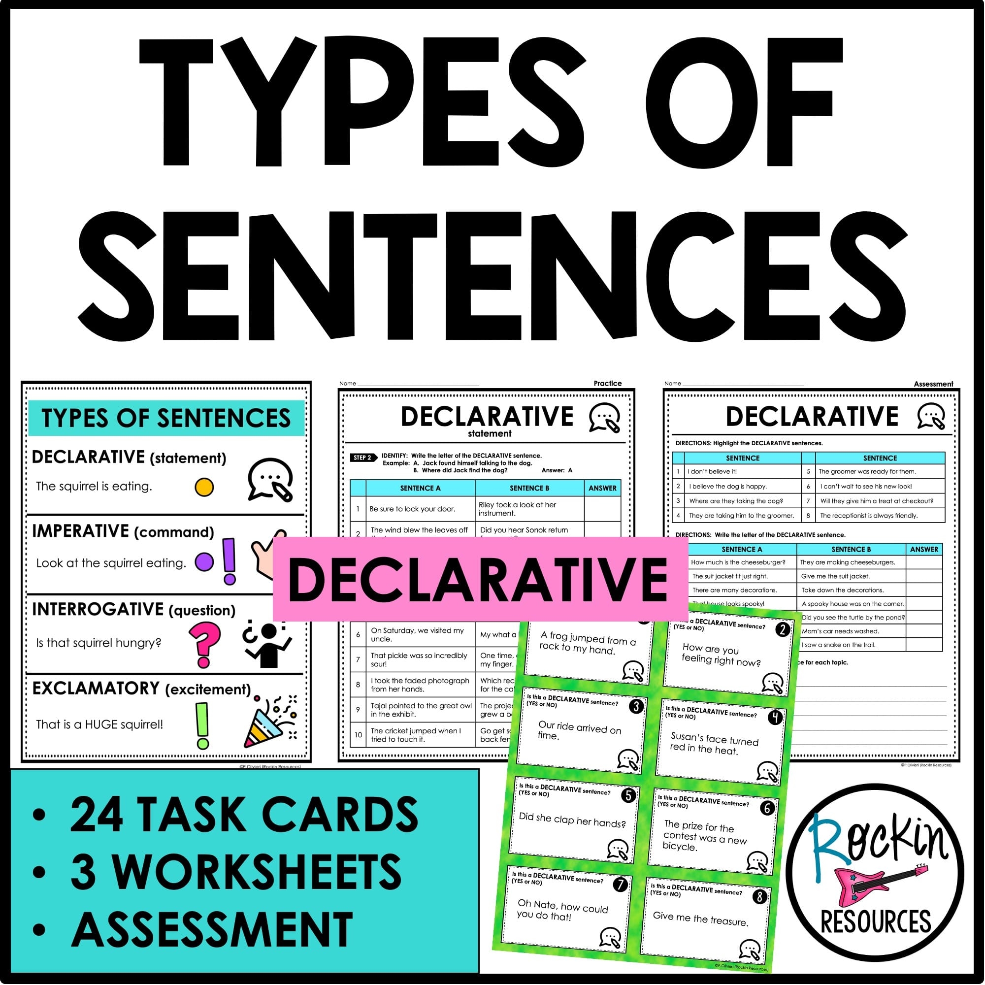 Types Of Sentences Task Cards Worksheets Assessment For Declarative Sentences Rockin Resources Types Of Sentences Task Cards Worksheets Assessment For Declarative Sentences Rockin Resources