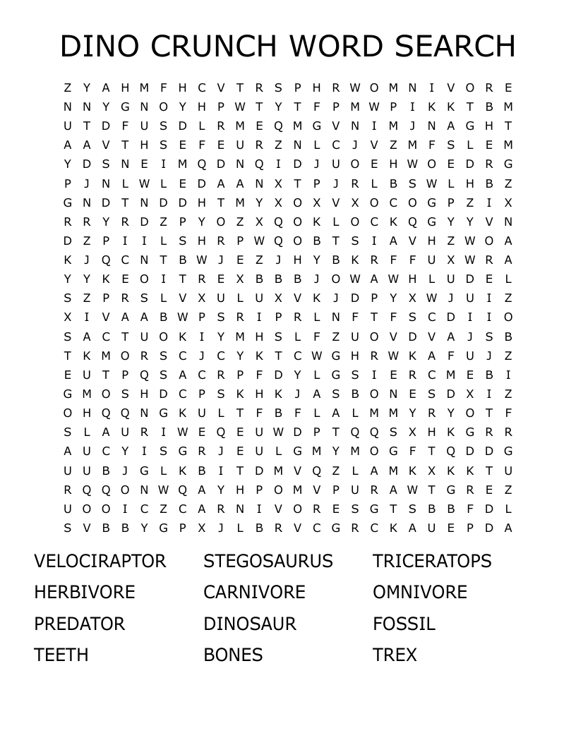TYRRANOSAURUS REX WORD SEARCH WordMint TYRRANOSAURUS REX WORD SEARCH WordMint