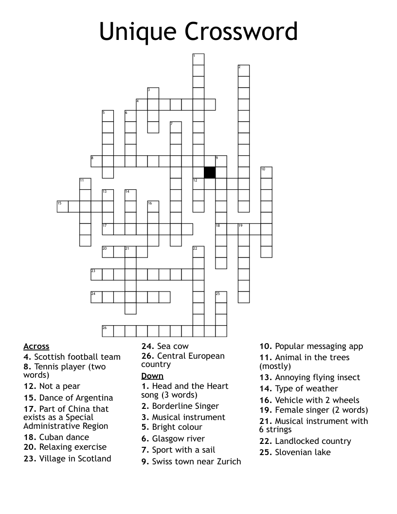 Unique Crossword WordMint Unique Crossword WordMint