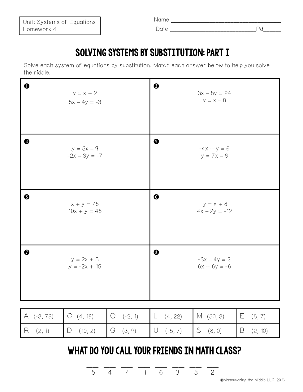Unit 5 Lesson 4 Homework Solving Systems By Substitution 1 Josh Agee Library Formative Unit 5 Lesson 4 Homework Solving Systems By Substitution 1 Josh Agee Library Formative