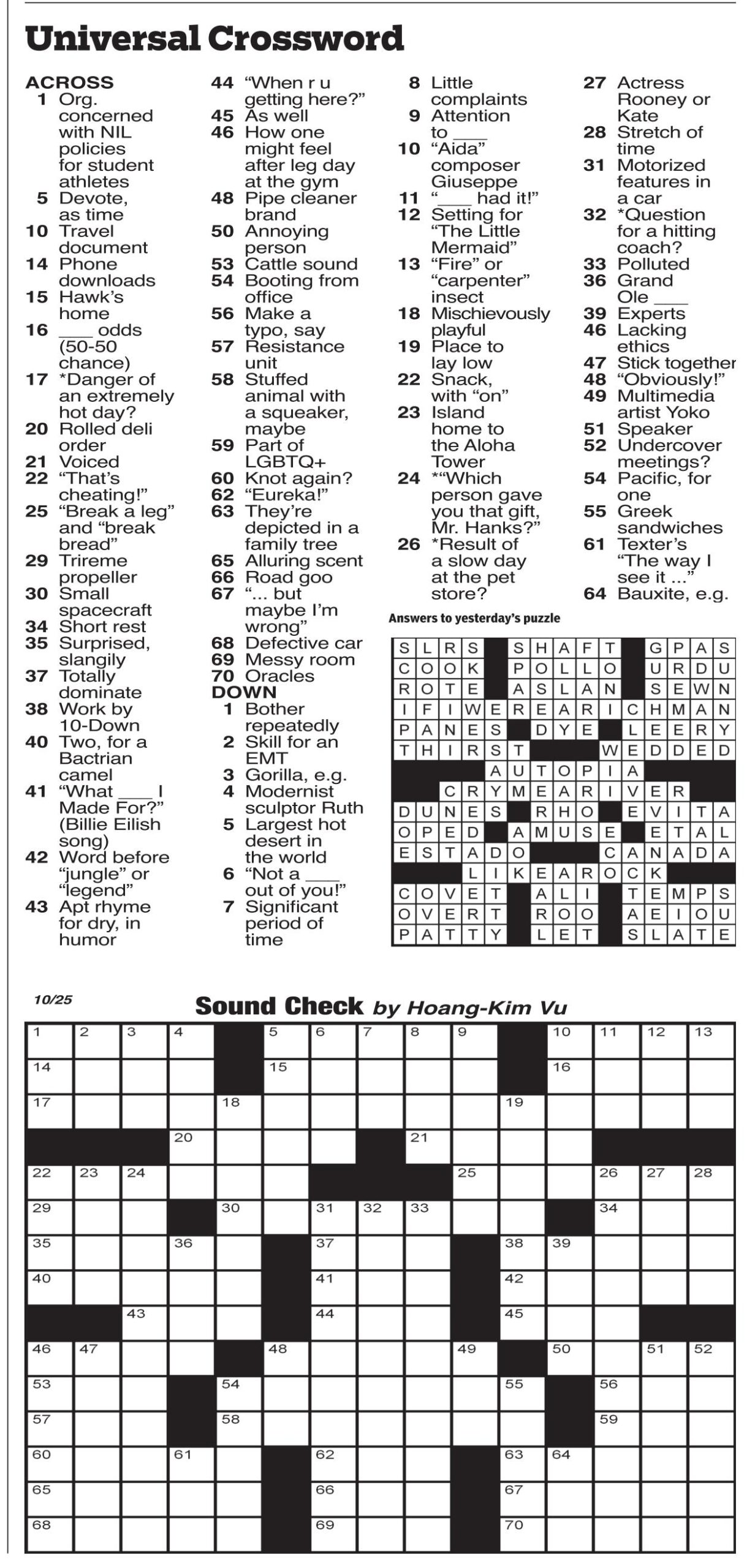 Universal Crossword Puzzles Universal Crossword Puzzles