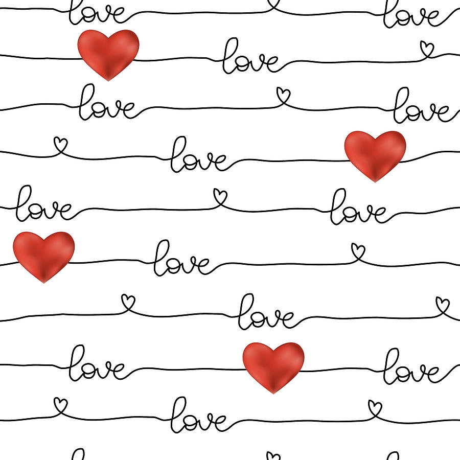 Valentine s Day Hand Drawn Illustration Pattern With Simple Line Seamless Design With Realistic 3D Hearts Drawing By Julien Fine Art America Valentine s Day Hand Drawn Illustration Pattern With Simple Line Seamless Design With Realistic 3D Hearts Drawing By Julien Fine Art America