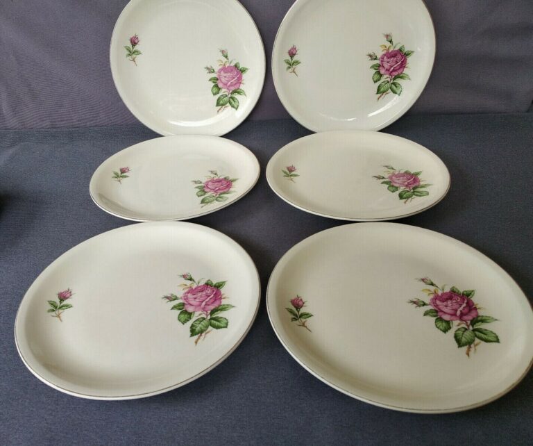 Vintage Paden City Pottery 1930 s MODERN ROSES 10 Dinner Plates M 51 Set Of 6 EBay