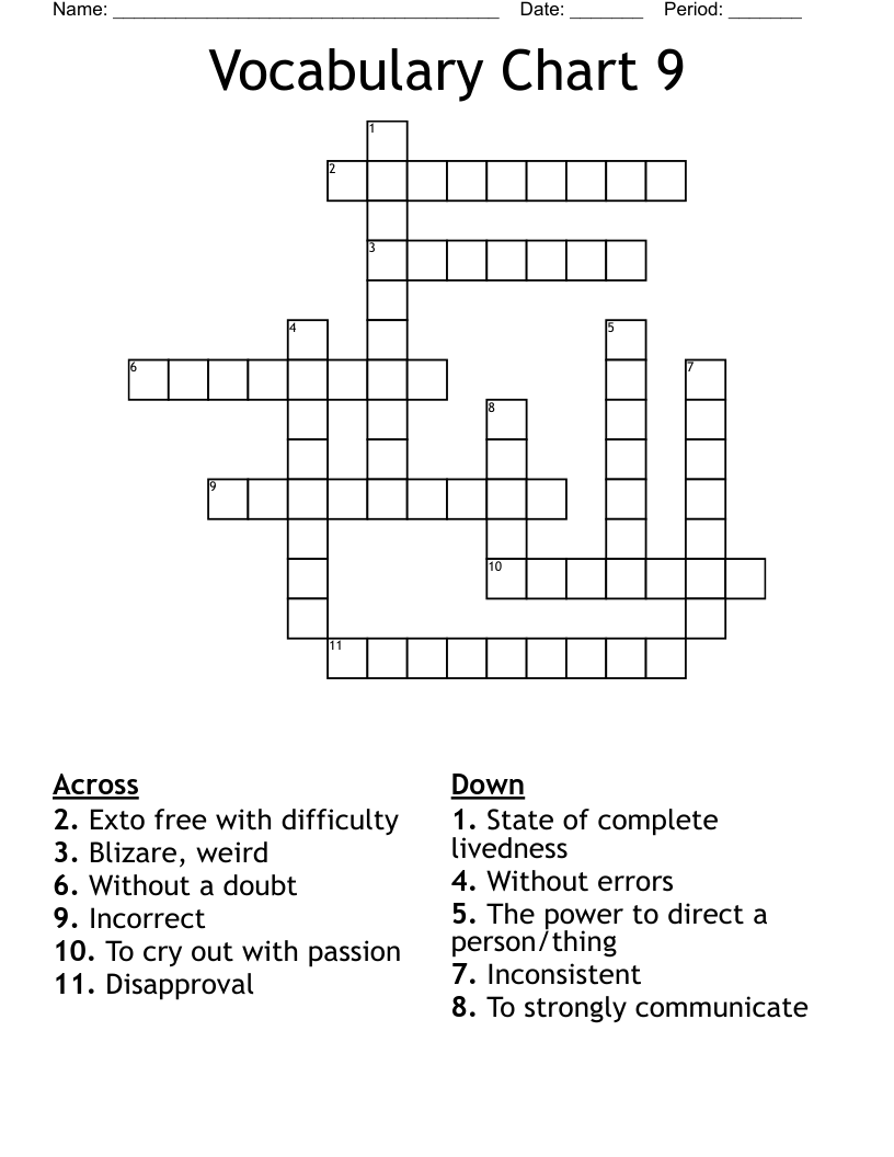 Vocabulary Chart 9 Crossword WordMint Vocabulary Chart 9 Crossword WordMint