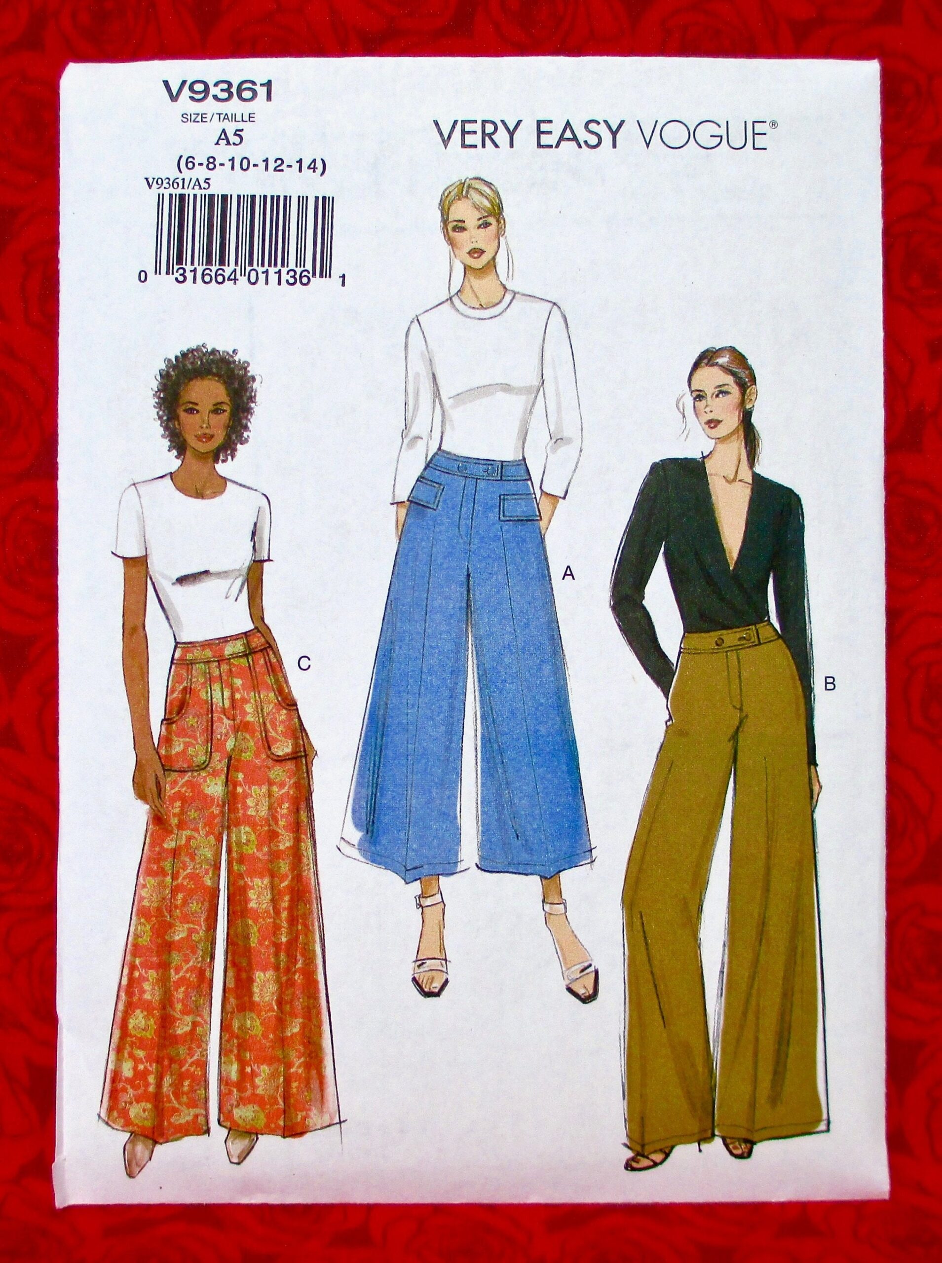 Vogue Easy Sewing Pattern V9361 Wide Leg Pants Long Cropped Miss Petite Sizes 6 8 10 12 14 Summer Fashion Sportswear Separates UNCUT Etsy Vogue Easy Sewing Pattern V9361 Wide Leg Pants Long Cropped Miss Petite Sizes 6 8 10 12 14 Summer Fashion Sportswear Separates UNCUT Etsy