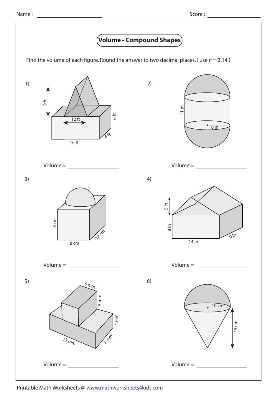 Volume Compound Shapes Worksheet With Answers Pyramid Download Printable PDF Templateroller Volume Compound Shapes Worksheet With Answers Pyramid Download Printable PDF Templateroller