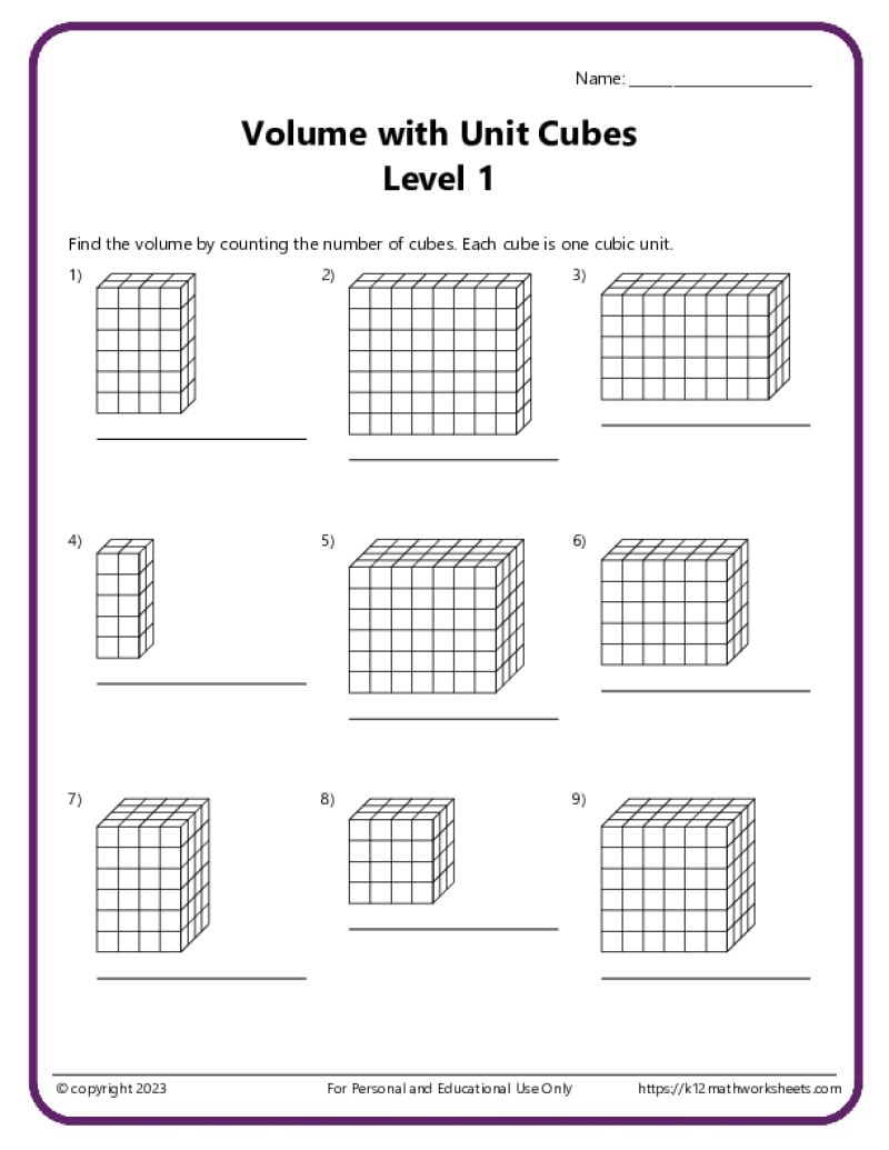 Volume With Unit Cubes K12 Math Worksheets Volume With Unit Cubes K12 Math Worksheets