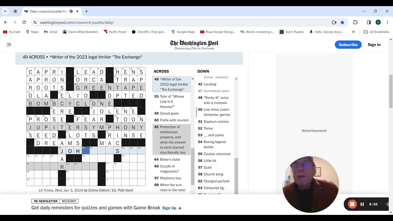Washington Post Crossword 1 3 24 YouTube Washington Post Crossword 1 3 24 YouTube