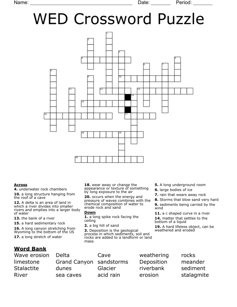 WED Crossword Puzzle WordMint