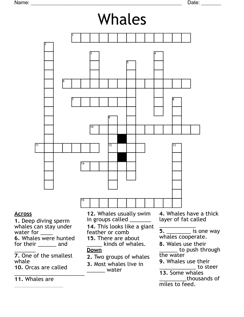 Whales The Crossword WordMint