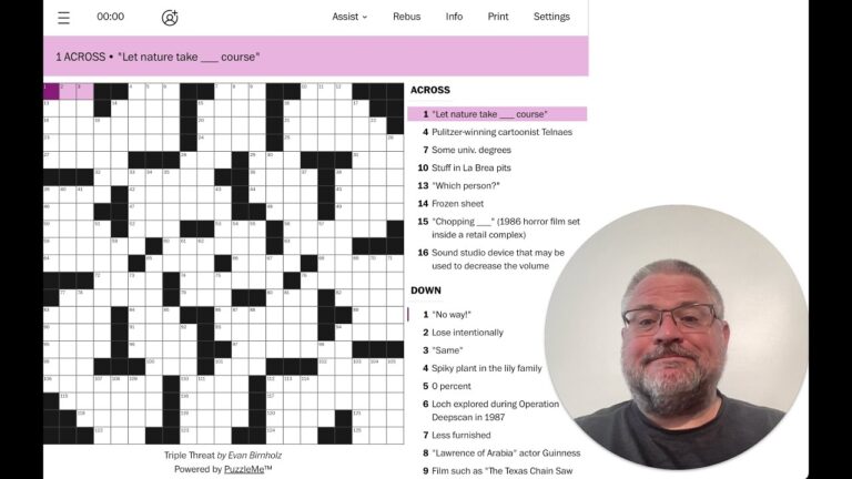When The Deep Purple Falls Washington Post Sunday Crossword By Evan Birnholz YouTube