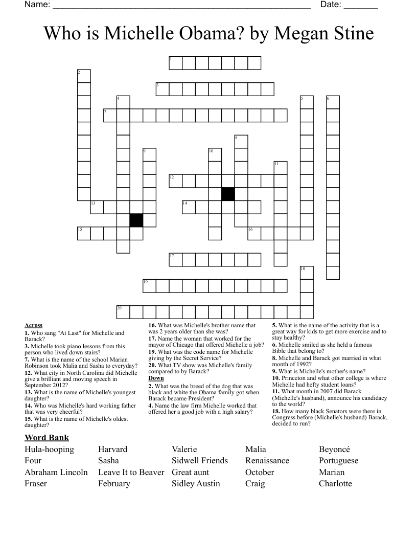 Who Is Michelle Obama By Megan Stine Crossword WordMint Who Is Michelle Obama By Megan Stine Crossword WordMint