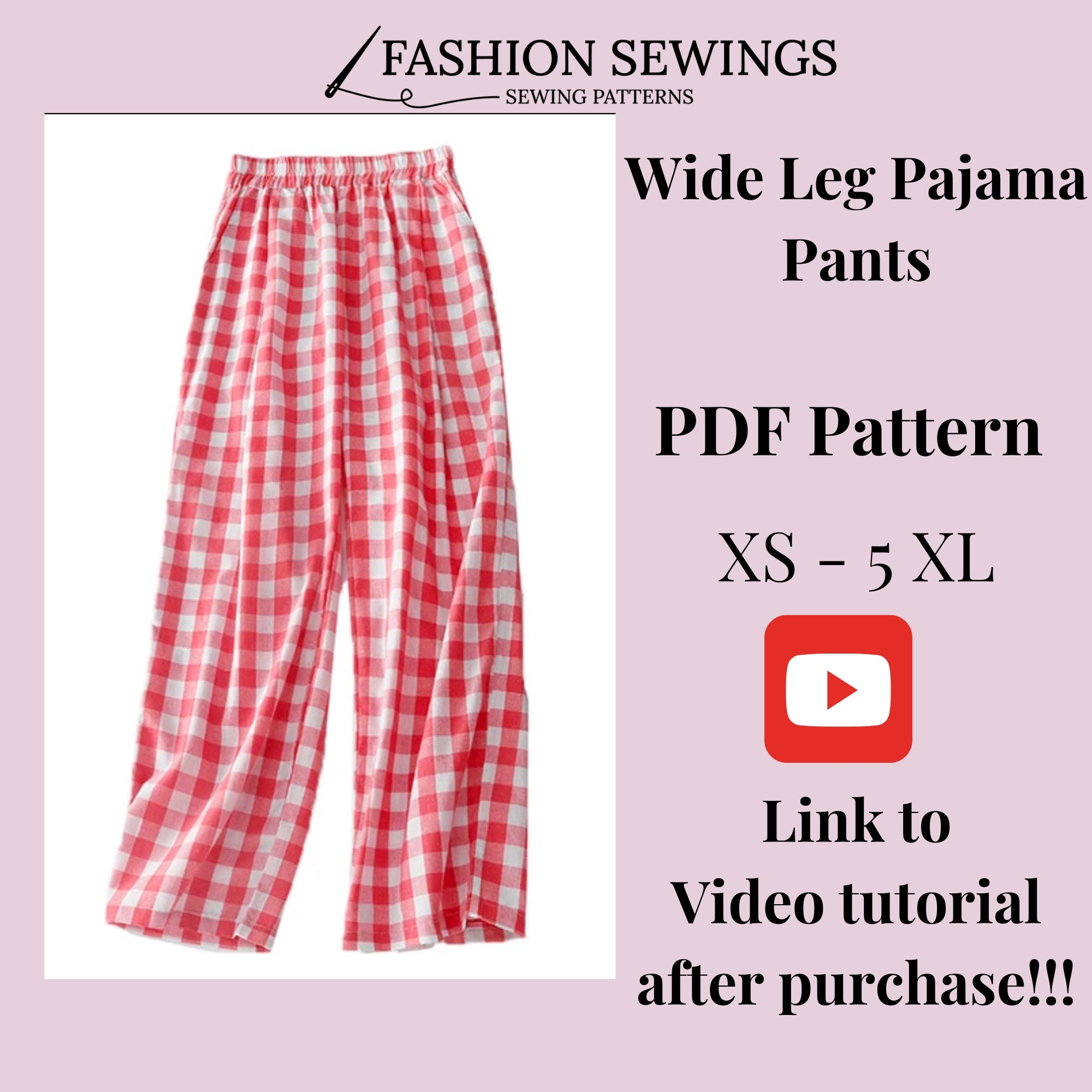 Wide Leg Woman Pajama Pattern PDF Sewing Printable Pattern Size XS 5XXL Large plus Sizes Patterns Detailed Instructions Video Tutorial Etsy Wide Leg Woman Pajama Pattern PDF Sewing Printable Pattern Size XS 5XXL Large plus Sizes Patterns Detailed Instructions Video Tutorial Etsy