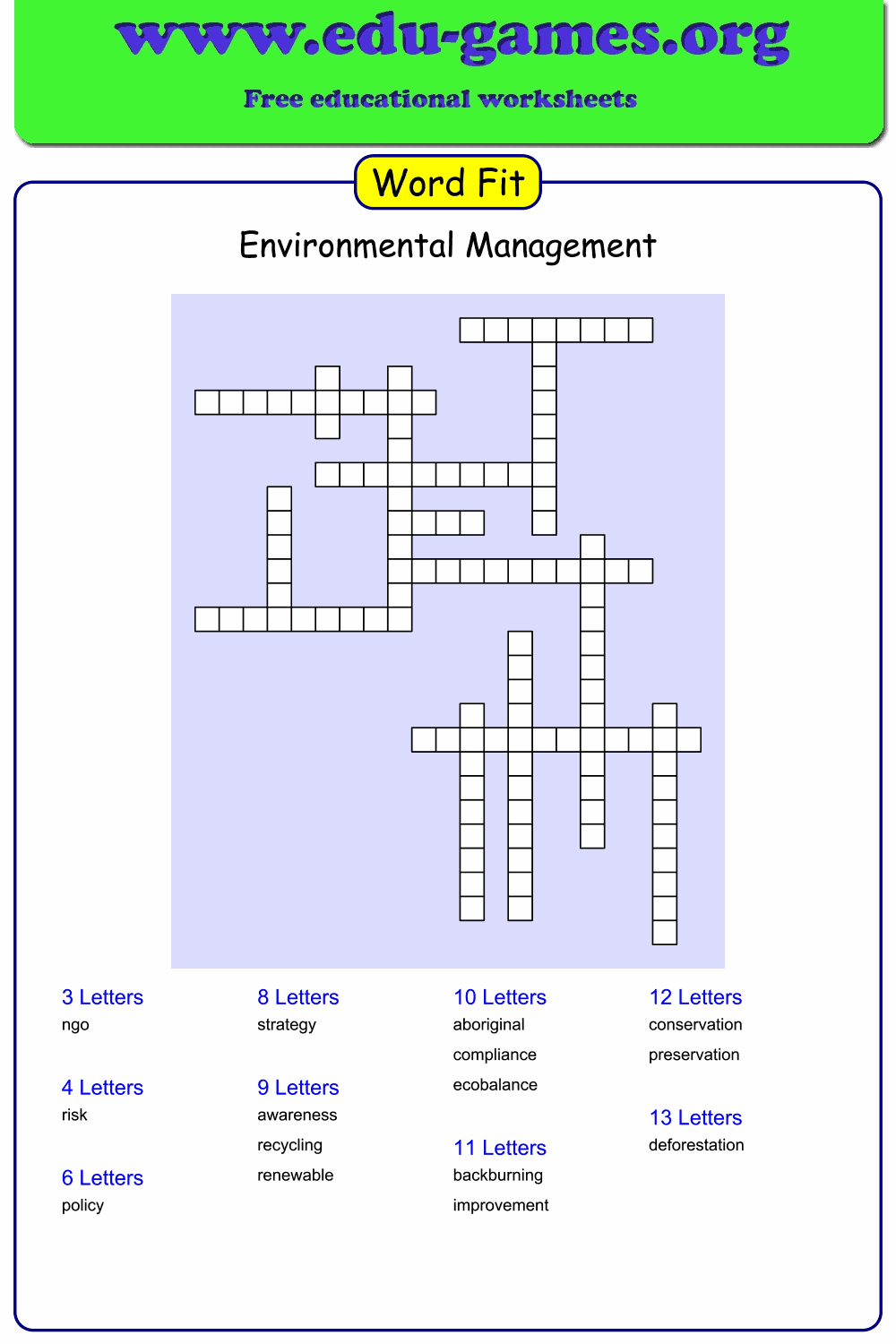 Word Fit Puzzle Maker Word Fill Word Fit Puzzle Maker Word Fill