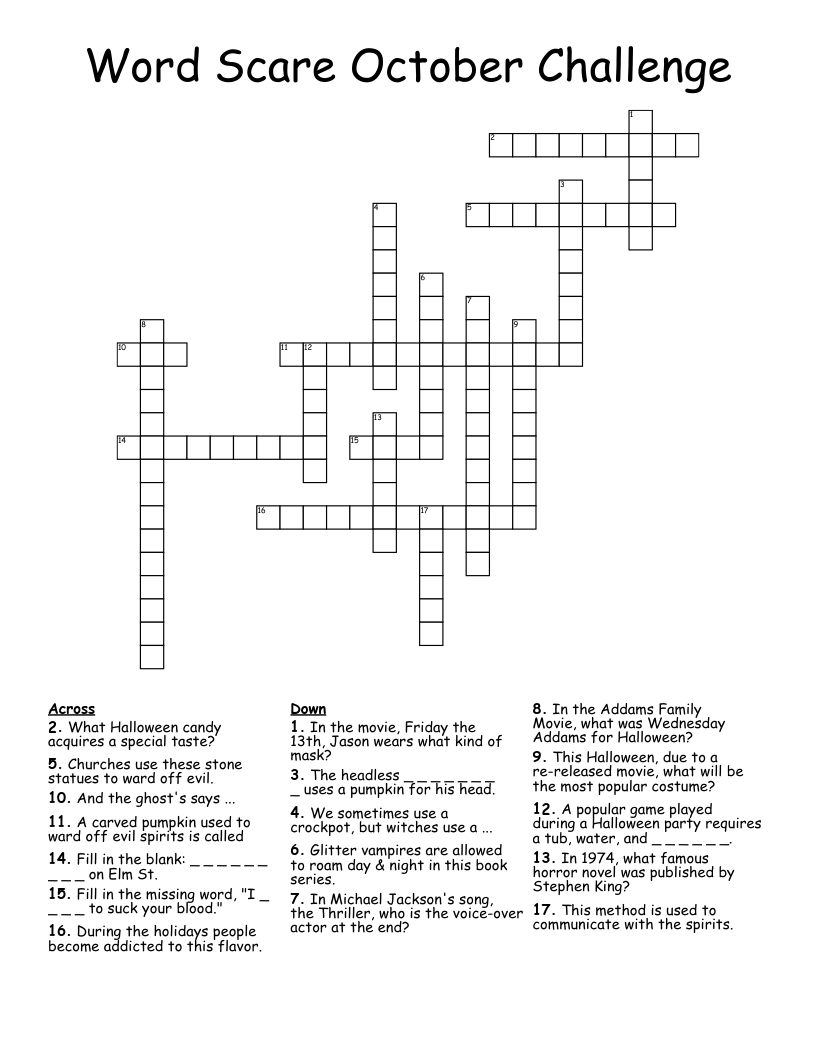 Word Scare October Challenge Crossword WordMint Word Scare October Challenge Crossword WordMint