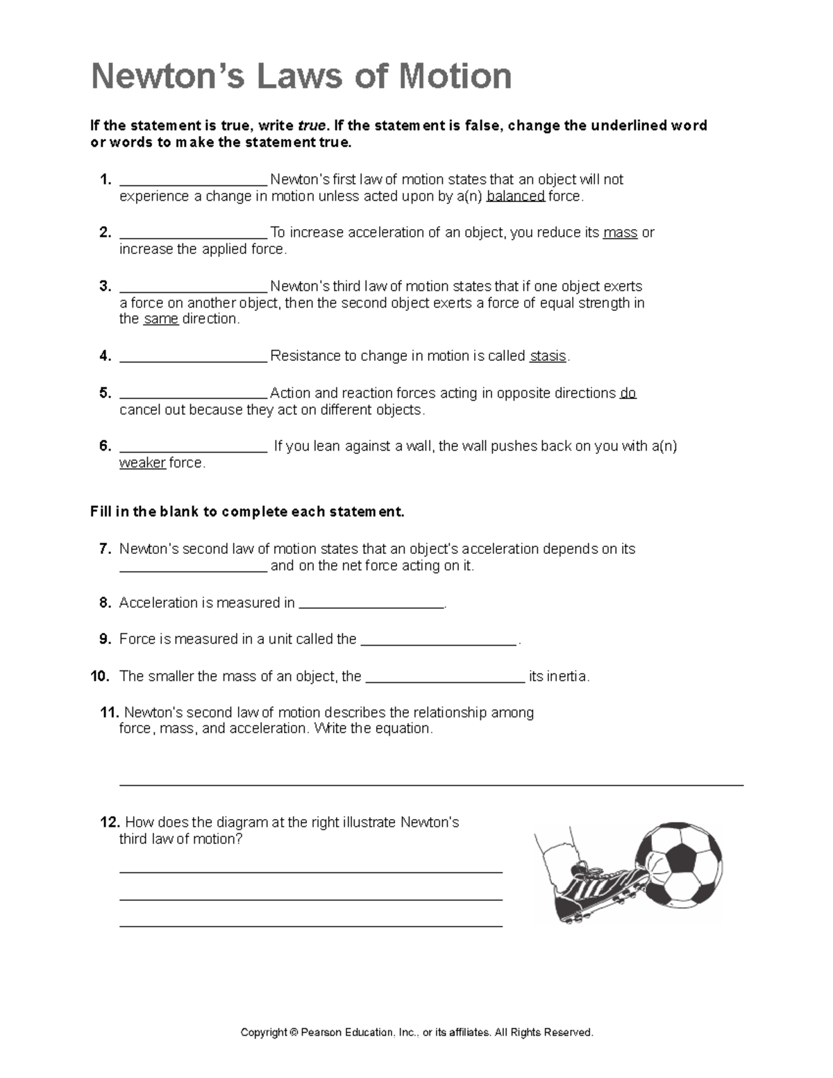 Worksheet 1 Newton s Laws Of Motion If The Statement Is True Write Or Words To Make The Studocu Worksheet 1 Newton s Laws Of Motion If The Statement Is True Write Or Words To Make The Studocu