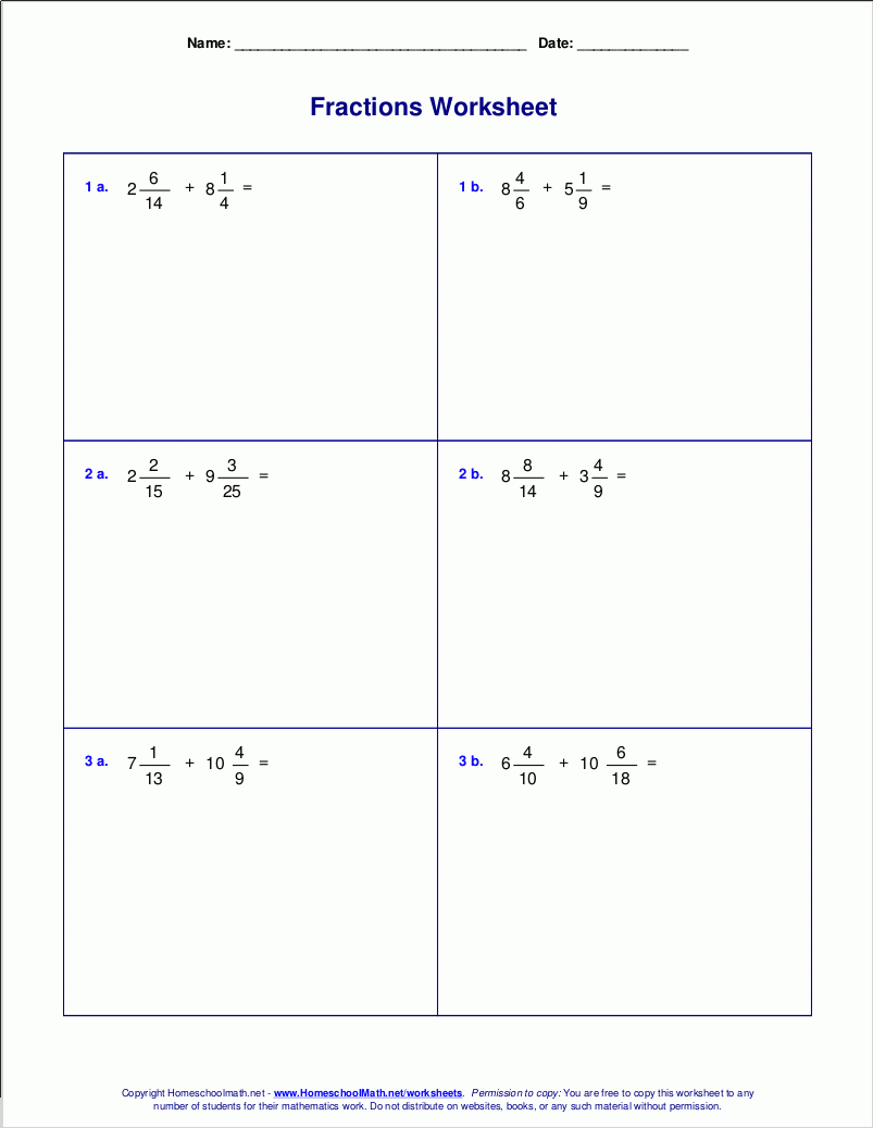 Worksheets For Fraction Addition Worksheets For Fraction Addition