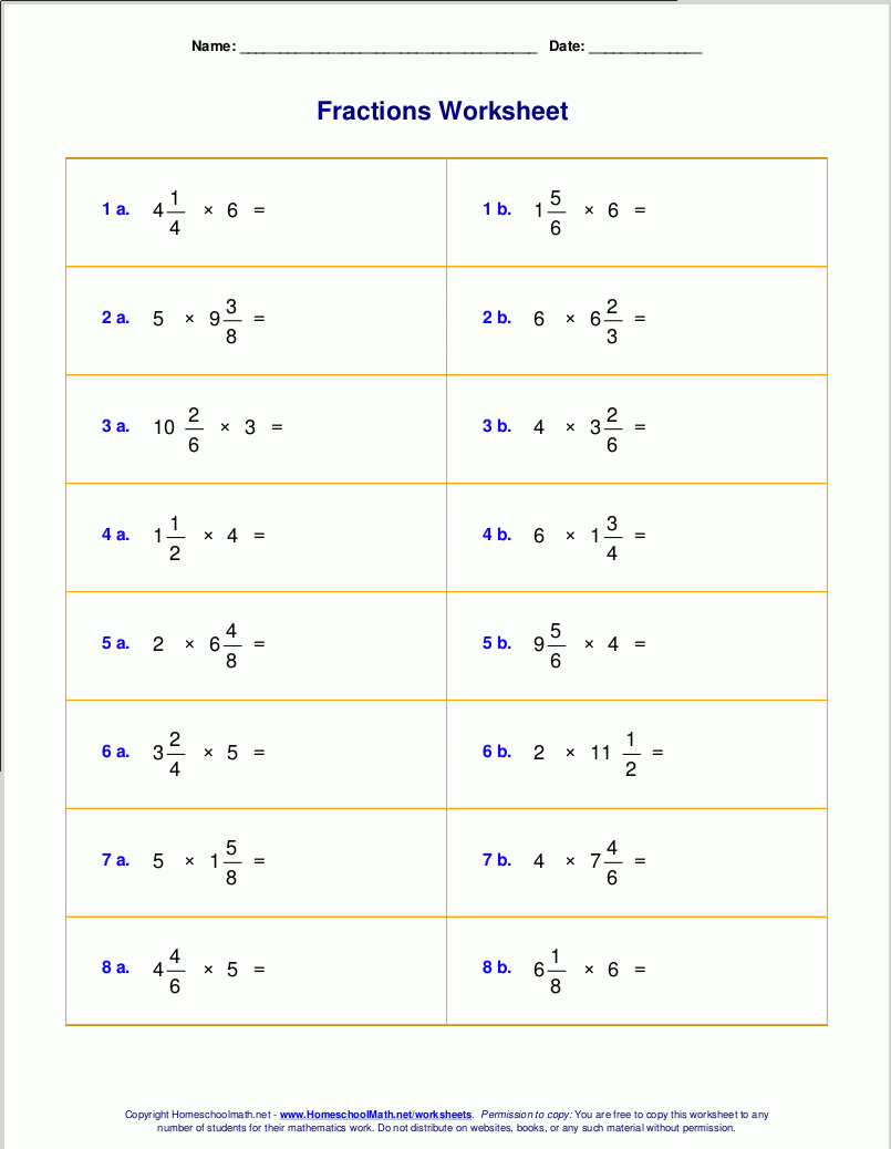 Worksheets For Fraction Multiplication Worksheets For Fraction Multiplication