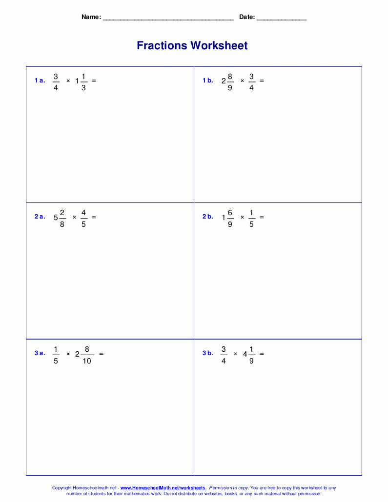 Worksheets For Fraction Multiplication Worksheets For Fraction Multiplication