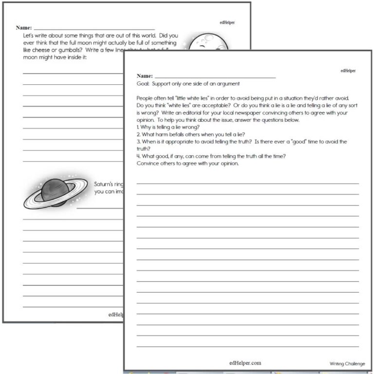 Writing Worksheets For Creative Kids Free PDF Printables EdHelper